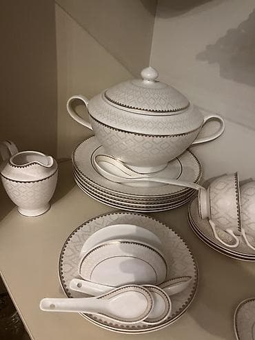 qədimi serviz: Nahar dəsti, rəng - Ağ, Farfor, Almaniya — 3