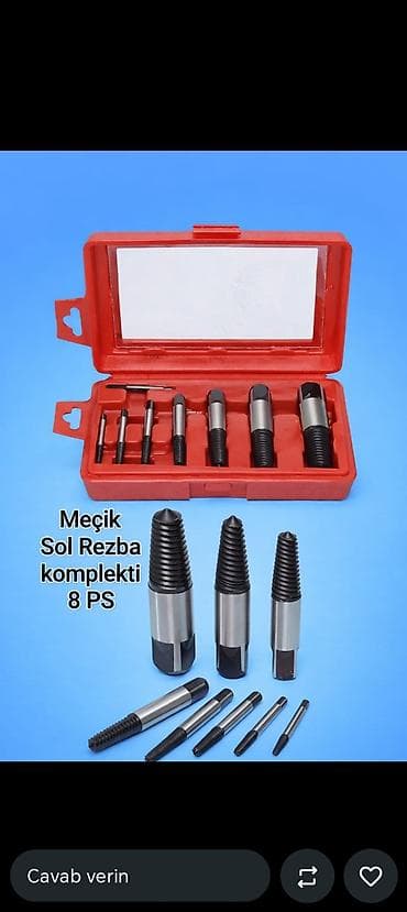 Məçik Sol Rezba Komplekti – 8 hissə - Sol rezbaya (sola dönən) uyğun