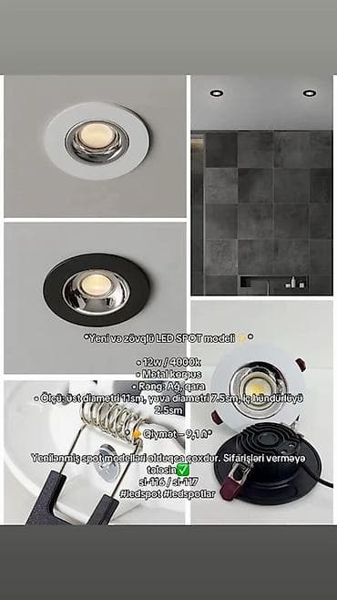 led isiglar: Məhsul: Spot çərçivələr və LED spotlar - Korpus: metal - Patron — 2