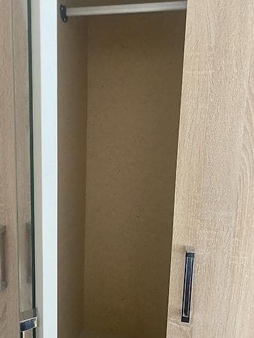 3 qapılı, Güzgülü, Taxta, Açılan, Düz dolab