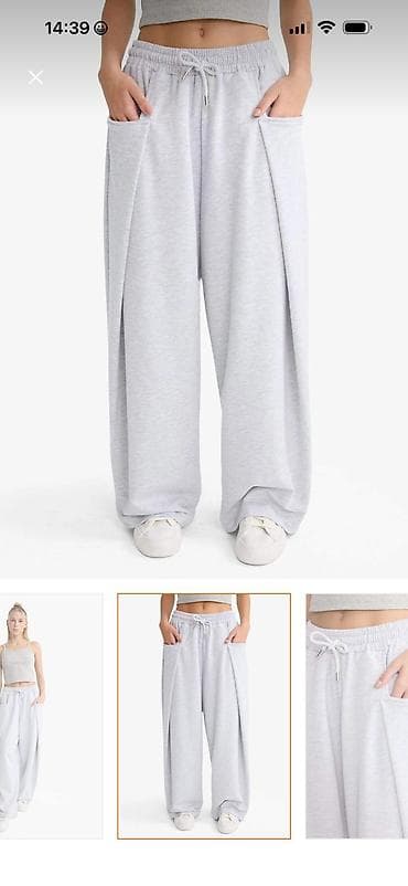 утягивающее белье для полных женщин: Defafacto brendi, geniş kəsimli, açıq boz rəngdə qadın trikotaj şalvar — 2