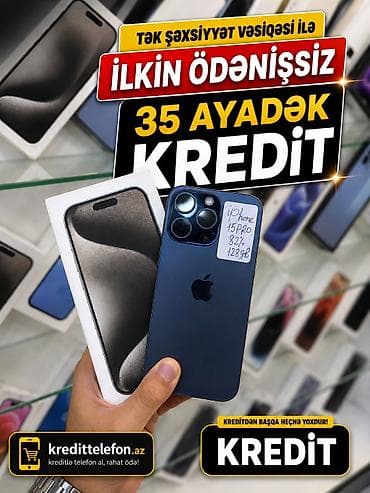 ipad 6: IPhone 15 Pro, Blue Titanium, Zəmanət, Kredit, Simsiz şarj — 1