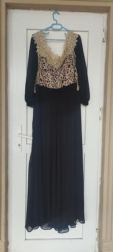 platin: - Qara şifon ziyafət donu - Üst hissə: qızılı rəngdə sıx krujeva — 3