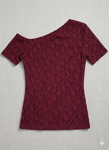 beli: Qadın bluzası – şərab rəngi, krujeva fakturalı - Model — 1