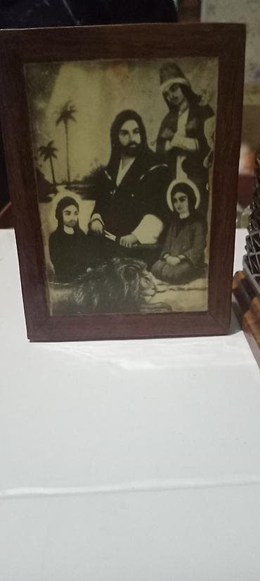 Taxta çərçivəli dini mövzulu retro tablo - Qara-ağ tonlarda çap