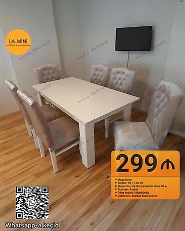 Açılan, Dördbucaq masa, 6 stul