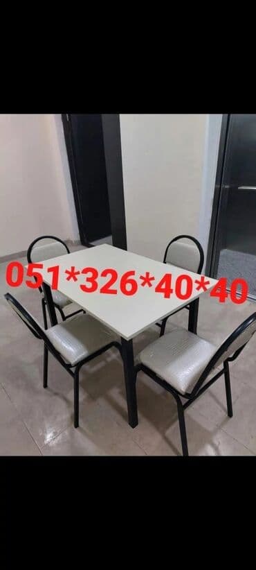 Masa və oturacaq dəstləri: Qonaq otağı üçün, Yeni, Açılan, Dördbucaq masa, 4 stul — 20