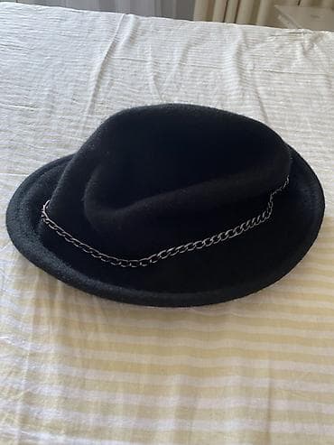 Qara feldşlyapa (fedora üslubunda) papaq - Rəng: qara - Üslub: geniş