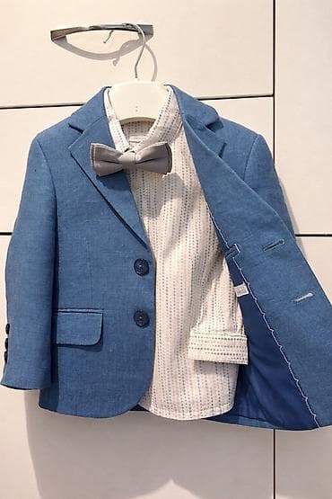 Верхняя одежда: Uşaq klassik dəst – mavi jaket, köynək, kəpənək qalstuk və asqılar. 1 — 2