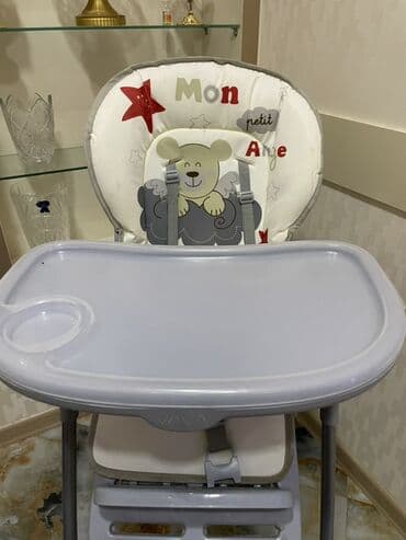 son zeng sarucka sekilleri: Uşaq üçün yemək kürsüsü – VAVA - Rəng: boz/ağ, şirin ayıcık təsvirli — 2