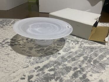 tort bezeyi: Tort və şiriniyyat qabı, rəng - Ağ, Şüşə, Türkiyə — 2