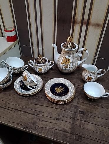 caydan dəsti: Çay dəsti, rəng - Ağ, Farfor — 1