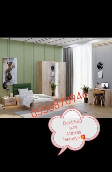 spa natural: Oğlan və qız üçün, Yeni, Təknəfərlik çarpayı, Yazı masası, Dolab, Tumba — 1