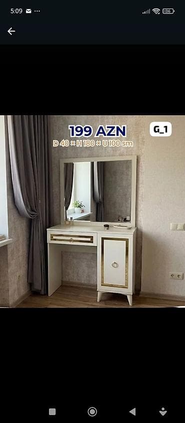 güzgü modelleri: G1 model güzgülü mebel dəstləri 1) Komod + güzgü - Qiymət: 180 AZN - — 2
