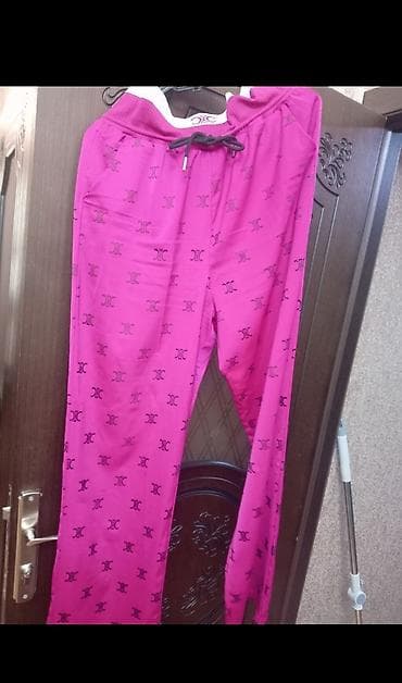 Qadın Şifon şalvarı - Rəng: parlaq çəhrayı/fuşya - Naxış: bütün səth — 2