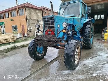 muhərrik velosiped: Mavi rəngli təkərli traktor – kabinəli, ön faralar və siqnal işıqları — 4