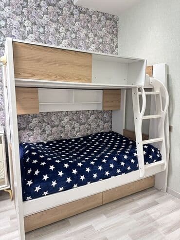 двухъярусная кровать для мальчика: Oğlan və qız üçün, Çarpayı, Siyirməli, Taxta — 2