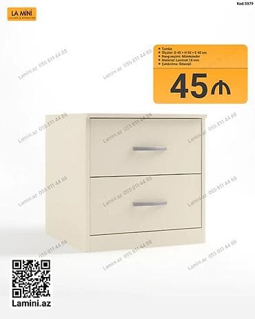 Тумбы: LA MINI iki çekmecəli tumbi - Ölçülər: D 40 × H 50 × E 40 sm - — 1