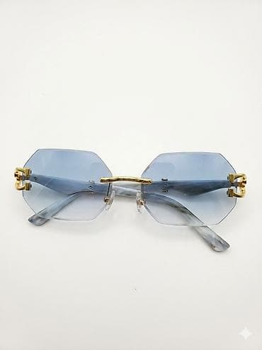 Eynəklər: Məhsul: Rimless gün eynəyi - Linzalar: çoxbucaqlı kəsimli, mavi — 2