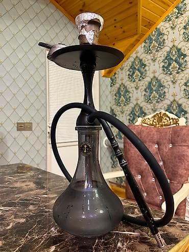140 manata alınıb Nargilə seti – qara rəngli, şüşə kolbali və metal