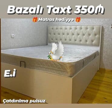 iki nəfərlik taxt: Yeni, İkinəfərlik çarpayı, Bazalı, Matras ilə, Siyirməsiz — 1