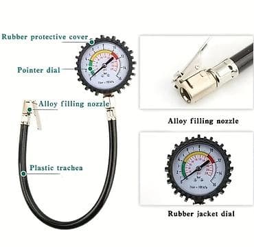 14 teker: Manometr Təkər təzyiq ölçən cihazı. Asanlıqla oxunan analoq düymə və — 3
