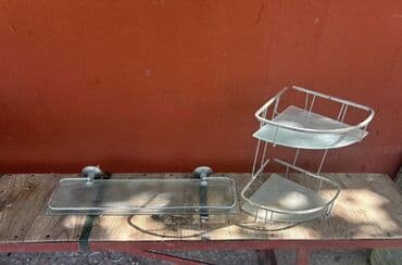 Qab-qacaq və mətbəx ləvazimatları: Hamam aksesuarları dəsti Tərkib: - Divara bərkidilən uzun şüşə rəf — 2