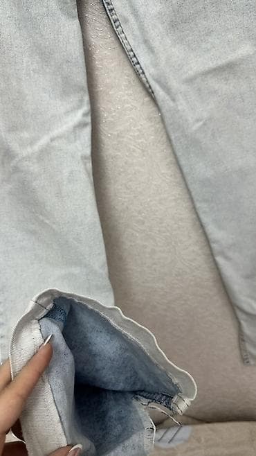 star silim: MAKRASİ brendi, açıq boz rəngli düz kəsimli cins şalvar — 3