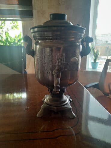 su kran: Klassik metal samovar - Material: möhkəm metal korpus, relyef naxışlı — 1