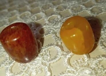 kəhrəba təsbehlər: Təbii daş muncuqlar dəsti - Material: bal rəngli və qırmızı tonlarda — 1