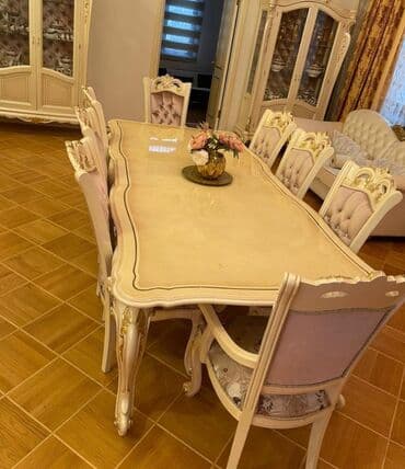 Qonaq otağı üçün, İşlənmiş, Açılan, Oval masa, 8 stul