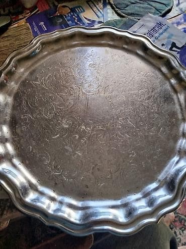 denge qabi: Metal boşqab/servis podnosu - Material: metal (gümüşü rəng) - Forma — 1