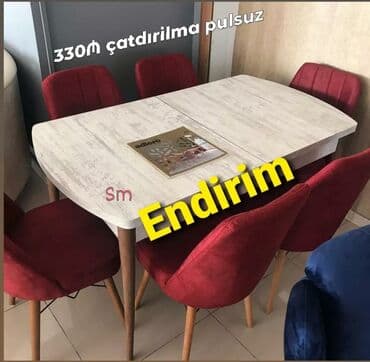 Masa və oturacaq dəstləri: Mətbəx üçün, Yeni, Açılan, Dördbucaq masa, 4 stul — 4