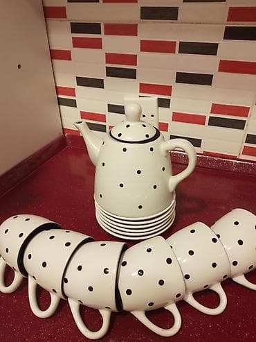 Çay dəsti, rəng - Ağ, Keramika