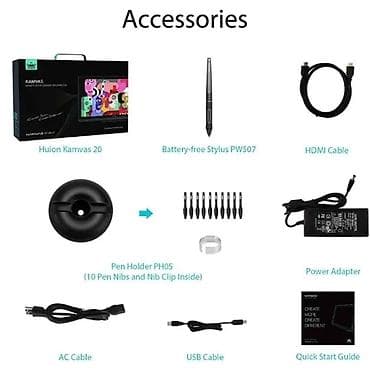 kompyuter cantası: Huion Kamvas 20 Qrafik Planşet + Stand Xüsusiyyətlər və təfərrüatlar — 3