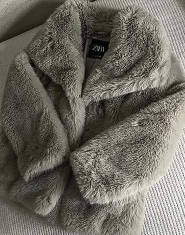 topdan geyim: Kürk, Zara, M, S, rəng - Boz — 2