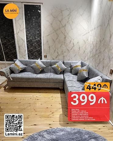 divan ustu ortuk: Künc divan, Açılan, Bazalı, Parça, Şəhərdaxili pulsuz çatdırılma — 1