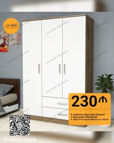 əşya alıram: Yeni, Açılan, 3 qapılı Düz dolab, Qarderob, paltar dolabı, Azərbaycan — 1