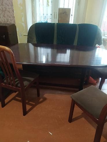 elektron metre: Yemək otağı – taxta masa - Material: bərk ağac, tünd qəhvəyi (maun — 2