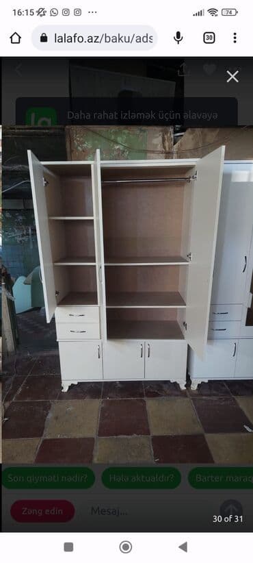 горка для посуды: Новый, Распашной, 3 двери Прямой шкаф, Шкаф-вешалка, Азербайджан — 21