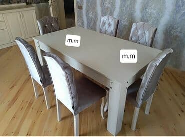 tort m: Qonaq otağı üçün, Yeni, Açılmayan, Dördbucaq masa, 6 stul — 1