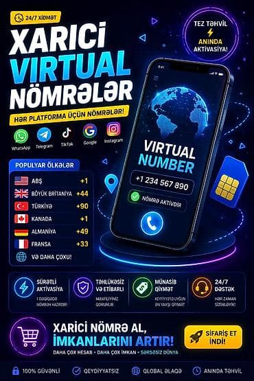 Xarici virtual nömrələr – hər platforma üçün! Xidmətin imkanları: - — 1