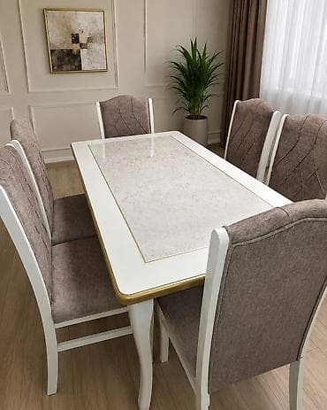 Qonaq otağı üçün, İşlənmiş, Açılan, Kvadrat masa, 6 stul — 1