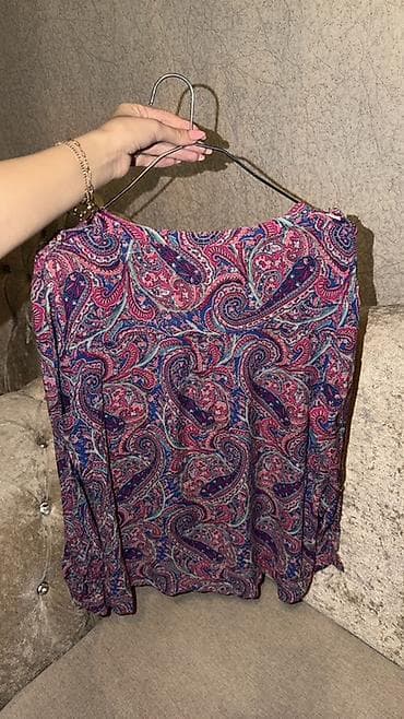 yun şal: Qadın bluzası – paisley naxışlı, uzunqollu - Rənglər: mavi — 3