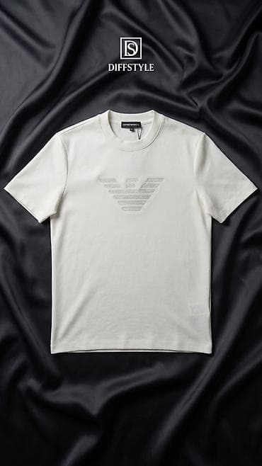 dsq şalvar: Emporio Armani qısaqol T‑shirt - Rənglər: tünd göy, ağ, qara - Ön — 2