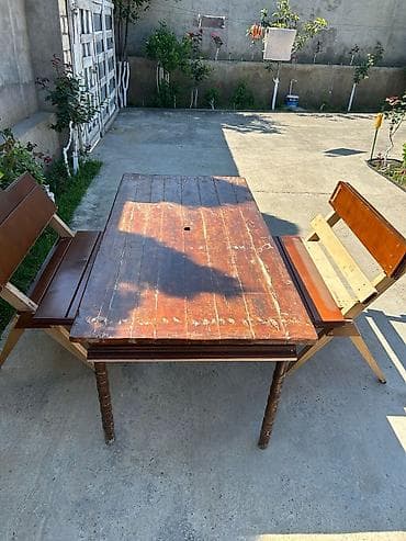 taxta stullar: Stol-150 AZN Stul biri-40 azn Taxta yemək/bağ masası - Material: tam — 7
