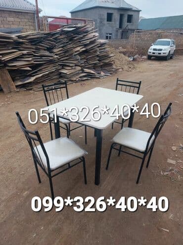 Masa və oturacaq dəstləri: Qonaq otağı üçün, Yeni, Açılan, Dördbucaq masa, 2 stul — 27