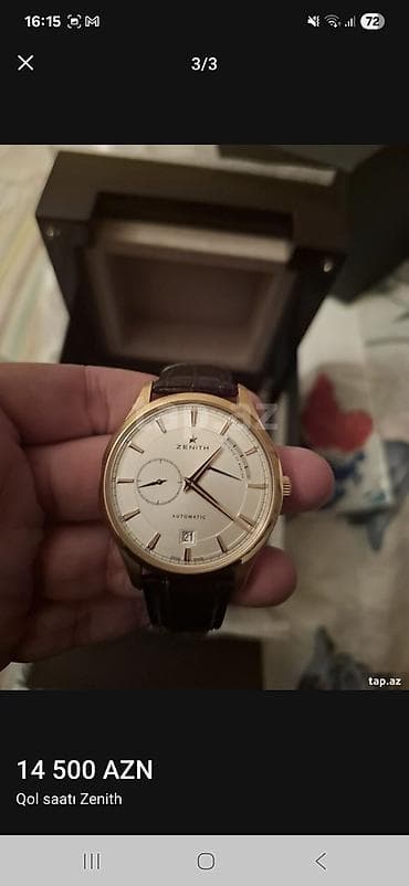 patek philippe 58152 original: Zenith qol saatı - Korpus: sarı qızıl (AU 750 işarəli), şəffaf arxa — 3