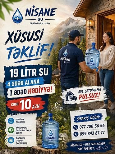İçkilər: Nişanə Su və Alva Su – 19 litr təmiz, qazsız içməli su bidonları — 4