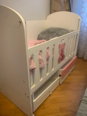 uşaq ucun beşik: Qız üçün, Dördbucaq, Beşik, Dəstsiz, Matras ilə, Yellənmə mexanizmsiz — 3